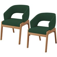 Kit 02 Cadeiras de Jantar e Estar Living Estofada Lince L02 Suede Verde Musgo - Lyam Decor