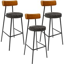 Kit 03 Banquetas Alta Cozinha Sala De Jantar Milão L02 Couríssimo Whisky Linho Chumbo - Lyam Decor