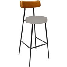 Banqueta Alta Bar Cozinha Sala De Jantar Em Aço Milão L02 Couríssimo Whisky Linho Bege - Lyam Decor