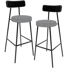 Kit 02 Banquetas Alta Cozinha Sala Jantar Em Aço Milão L02 Couríssimo Preto Pied Poule - Lyam Decor