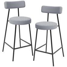 Kit 02 Banquetas Baixa Para Cozinha Sala De Jantar Bar Bancada Milão L02 Bouclê Cinza - Lyam Decor