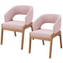 Kit 02 Cadeiras de Jantar e Estar Living Estofada Lince L02 Bouclê Rosê - Lyam Decor