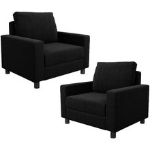 Kit 02 Poltronas Decorativa Para Sala De Estar E Recepção Malta L02 Bouclê Preto - Lyam Decor