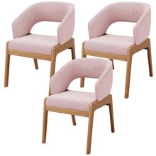 Kit 03 Cadeiras de Jantar e Estar Living Estofada Lince L02 Bouclê Rosê - Lyam Decor