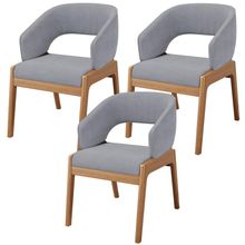 Kit 03 Cadeiras de Jantar e Estar Living Estofada Lince L02 Suede Cinza - Lyam Decor