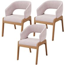 Kit 03 Cadeiras de Jantar e Estar Living Estofada Lince L02 Suede Rosê - Lyam Decor