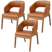 Kit 03 Cadeiras de Jantar e Estar Living Estofada Lince L02 Couríssimo Camel - Lyam Decor