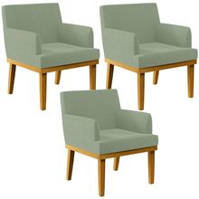 Kit 03 Poltronas Decorativa Para Sala De Estar E Recepção Beatriz W01 Bouclê Oliva - Lyam Decor