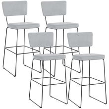 Kit 04 Banquetas Alta Para Cozinha Sala De Jantar Base Em Aço Allana L02 Suede Cinza - Lyam Decor