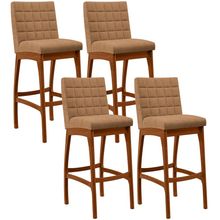 Kit 04 Banquetas Alta Para Cozinha Sala De Jantar Fixa Mila L02 Bouclê Mostarda - Lyam Decor