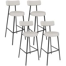 Kit 04 Banquetas Altas Bar Cozinha Sala De Jantar Em Aço Milão L02 Bouclê Cru - Lyam Decor