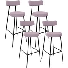 Kit 04 Banquetas Altas Bar Cozinha Sala De Jantar Em Aço Milão L02 Suede Rosê - Lyam Decor