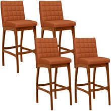 Kit 04 Banquetas Altas Para Cozinha Sala De Jantar Fixa Mila L02 Tecido Terracota - Lyam Decor