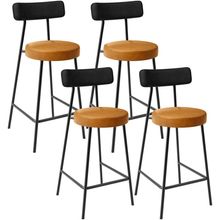 Kit 04 Banquetas Baixa Cozinha Sala Jantar Bancada Milão L02 Couríssimo Preto Whisky - Lyam Decor