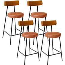 Kit 04 Banquetas Baixa Cozinha Sala Jantar Bancada Milão L02 Couríssimo Whisky Camel - Lyam Decor