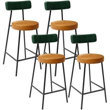 Kit 04 Banquetas Baixa Cozinha Sala Jantar Bancada Milão L02 Facto Verde Couríssimo Whisky - Lyam Decor