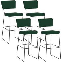 Kit 04 Banquetas Para Cozinha Sala De Jantar Base Em Aço Allana L02 Suede Verde Musgo - Lyam Decor