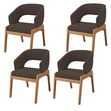 Kit 04 Cadeiras de Jantar e Estar Living Estofada Lince L02 Suede Marrom - Lyam Decor