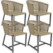 Kit 04 Cadeiras Decorativas Para Área Gourmet Cozinha Corda Náutica Belize D04 Bege - Lyam Decor