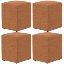 Kit 04 Puffs Quadrado Decorativo Sala De Estar L02 Bouclê Terracota - Lyam Decor