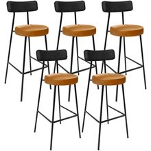 Kit 05 Banquetas Alta Bar Cozinha Sala De Jantar Milão L02 Couríssimo Preto Whisky - Lyam Decor