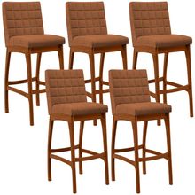 Kit 05 Banquetas Alta Para Cozinha Sala De Jantar Fixa Mila L02 Bouclê Terracota - Lyam Decor