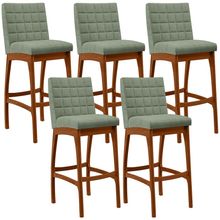 Kit 05 Banquetas Alta Para Cozinha Sala De Jantar Fixa Mila L02 Bouclê Oliva - Lyam Decor