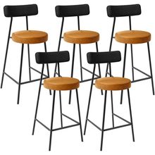 Kit 05 Banquetas Baixa Cozinha Sala Jantar Bancada Milão L02 Couríssimo Preto Whisky - Lyam Decor