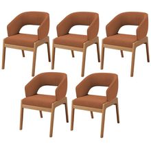 Kit 05 Cadeiras de Jantar e Estar Living Estofada Lince L02 Bouclê Terracota - Lyam Decor