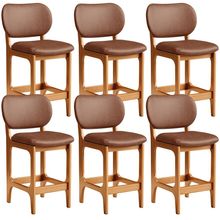 Kit 06 Banquetas Baixa Bar Cozinha E Sala De Jantar Fixa Betta L02 Imbuia Couríssimo Marrom - Lyam Decor