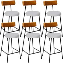 Kit 06 Banquetas Baixa Cozinha E Sala Jantar Bancada Milão L02 Couríssimo Whisky Cinza - Lyam Decor