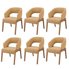 Kit 06 Cadeiras de Jantar e Estar Living Estofada Lince L02 Bouclê Mostarda - Lyam Decor