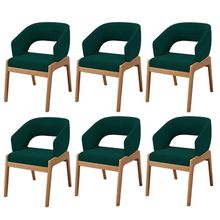 Kit 06 Cadeiras de Jantar e Estar Living Estofada Lince L02 Bouclê Verde - Lyam Decor