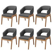 Kit 06 Cadeiras de Jantar e Estar Living Estofada Lince L02 Linho Cinza Escuro - Lyam Decor