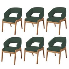 Kit 06 Cadeiras de Jantar e Estar Living Estofada Lince L02 Linho Verde Musgo - Lyam Decor
