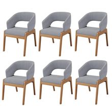 Kit 06 Cadeiras de Jantar e Estar Living Estofada Lince L02 Suede Cinza - Lyam Decor