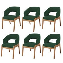Kit 06 Cadeiras de Jantar e Estar Living Estofada Lince L02 Suede Verde Musgo - Lyam Decor