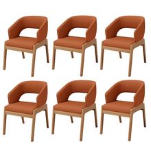 Kit 06 Cadeiras de Jantar e Estar Living Estofada Lince L02 Tecido Terracota - Lyam Decor
