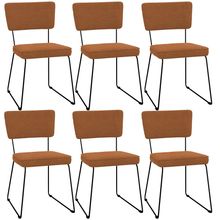 Kit 06 Cadeiras Decorativas Estofada Base De Aço Allana L02 Bouclê Terracota - Lyam Decor