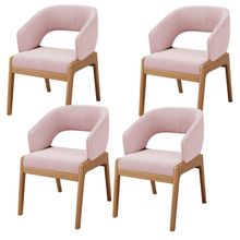 Kit 04 Cadeiras de Jantar e Estar Living Estofada Lince L02 Bouclê Rosê - Lyam Decor