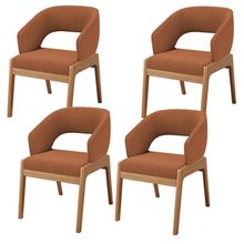 Kit 04 Cadeiras de Jantar e Estar Living Estofada Lince L02 Bouclê Terracota - Lyam Decor