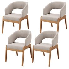 Kit 04 Cadeiras de Jantar e Estar Living Estofada Lince L02 Bouclê Bege - Lyam Decor