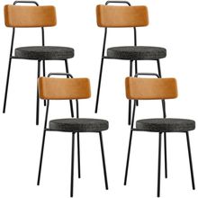 Kit 04 Cadeiras Decorativa Estofada Sala Jantar Barcelona L02 Couríssimo Whisky Linho Chumbo - Lyam