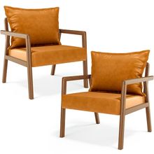 Kit 02 Poltronas Decorativa Para Sala de Estar Alícia B04 Couríssimo Whisky - Lyam Decor