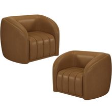 Kit 02 Poltronas Decorativa Para Sala De Estar Lazio M03 Couríssimo Whisky - Lyam Decor