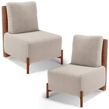 Kit 02 Poltronas Decorativas Sala de Estar Living Hungria L02 Couríssimo Camel Bouclê Creme - Lyam