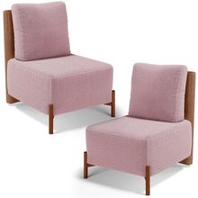 Kit 02 Poltronas Decorativas Sala de Estar Living Hungria L02 Couríssimo Camel Bouclê Rosê - Lyam