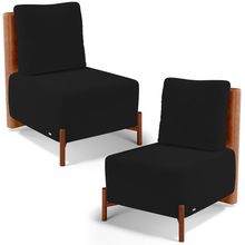 Kit 02 Poltronas Decorativas Sala de Estar Living Hungria L02 Couríssimo Camel Suede Preto - Lyam
