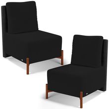 Kit 02 Poltronas Decorativas Sala de Estar Living Hungria L02 Couríssimo Preto Suede Preto - Lyam