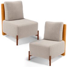 Kit 02 Poltronas Decorativas Sala de Estar Living Hungria L02 Couríssimo Whisky Bouclê Creme - Lyam